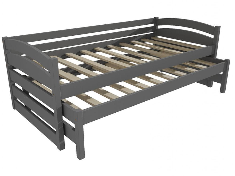 eoshop Detská posteľ s výsuvnou prístelkou DPV 012 (Rozmer: 80 x 190 cm, Farba dreva: farba sivá)